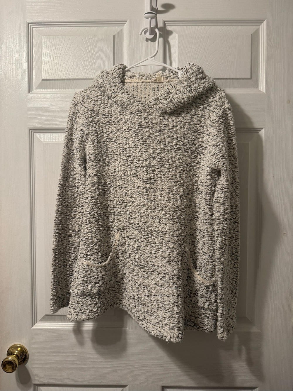 Altar'd State Cream and Gray Marled Funnel Neck Sweater